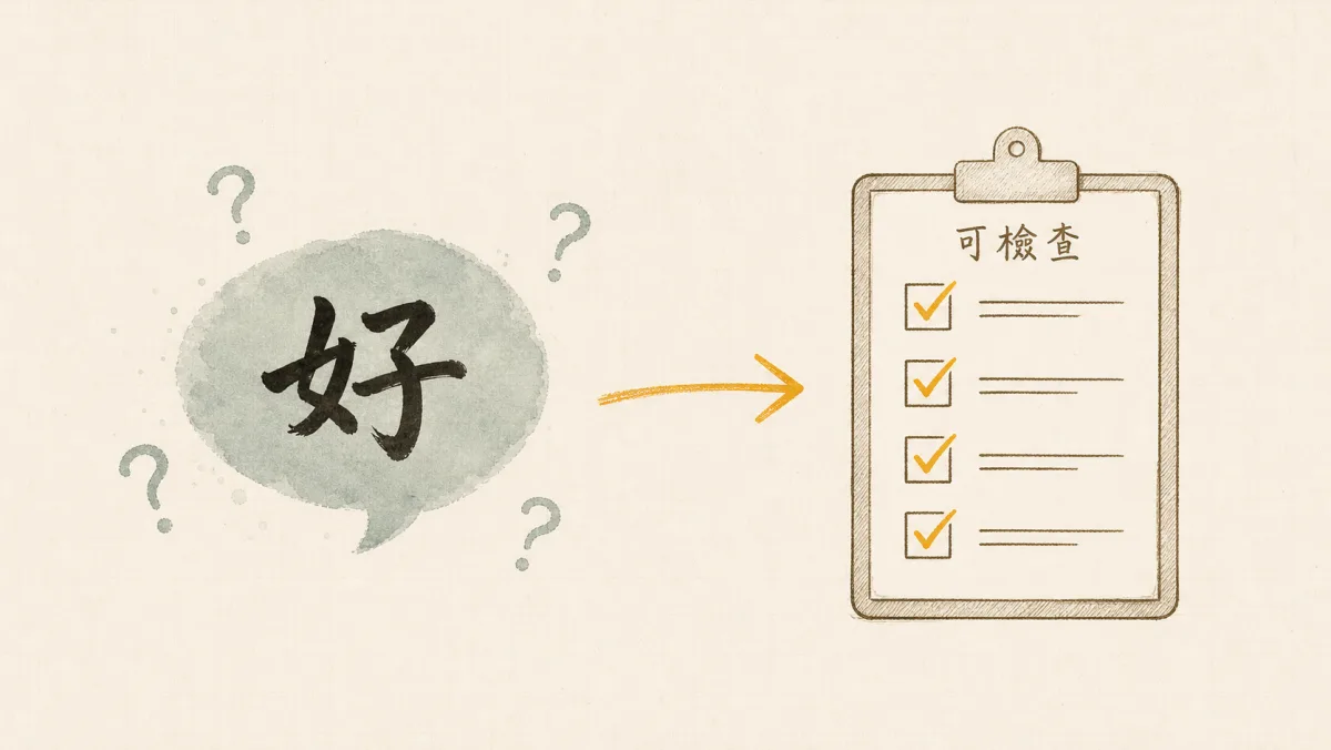 把抽象的「好」變成右側一張可勾選的條件清單